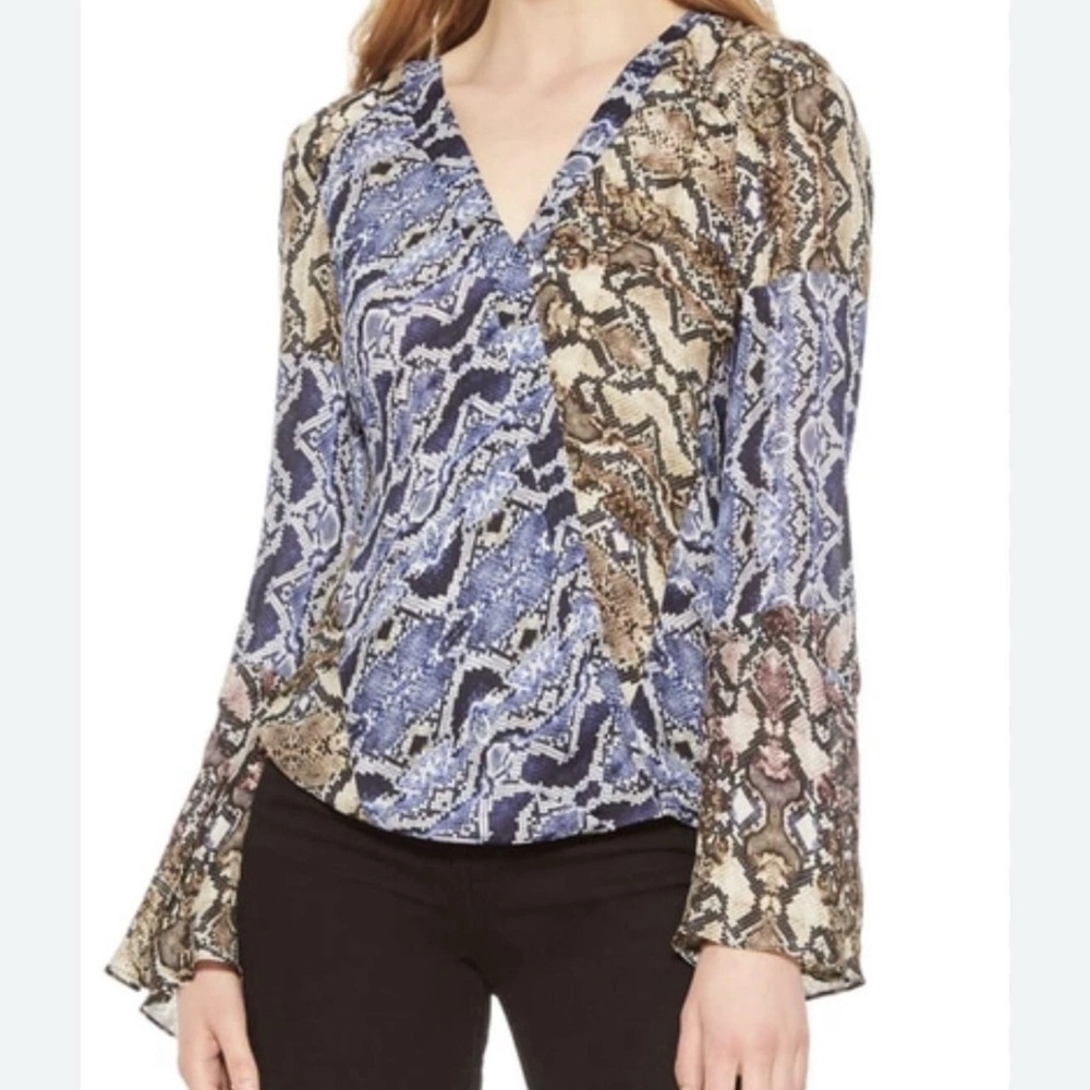 Parker Silk Ximena Python Print Georgette Top Blouse Medium. 326